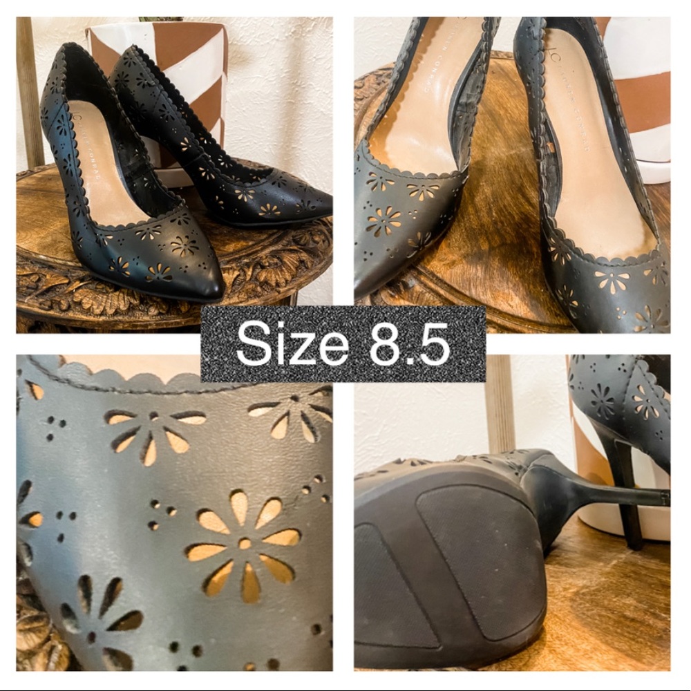 Size 8.5 - NEW - Lauren Conrad flower detail black heel